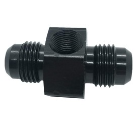 8AN Male Flare Coupling Hose Union with 1/8 NPT Port Pipe Tee Fuel Line Take off Pipe Fitting Adapters Aluminum Black