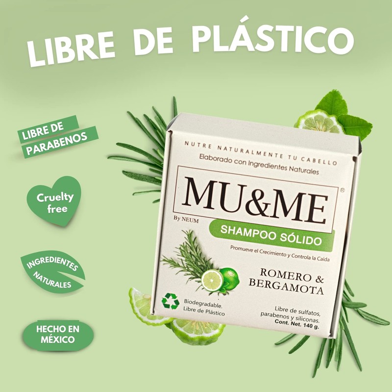 MUYME | Shampoo Sólido Romero & Bergamota 140 gr |