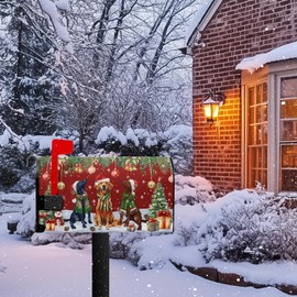 Christmas Dog Tree Mailbox Covers Magnetic Winter Xmas Snowman Mailbox Cover Standard Size 21 x 18 Inch Winter Holiday Mail Box Wraps for Farmhouse Garden Yard Decor