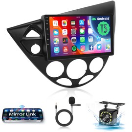 4G+64G Car Radio for Ford Focus 1998-2006, Rimoody Android 13 Car Stereo Carplay Android Auto Mirror Link 9'' Touch Screen GPS WiFi EQ BT/FM/RDS Backup Camera