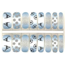 Sports Soccer Blue Sliver Nail Polish Wraps - Nail Polish Strips