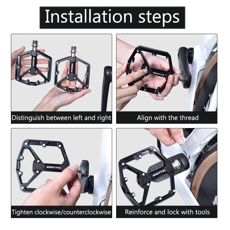 Road/Mountain Bike Pedals - 3 Bearings Bicycle Pedals - 9/16”