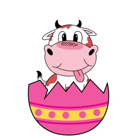 CafePress Happy Easter Egg Cute Cow Animal Farm 10" Wall Clock for Livingroom, Kitchen, or Office