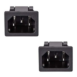 uxcell Panel Mount Plug Adapter AC 250V 10A C14 3 Pins IEC Inlet Plug Socket Staight Pack of 2