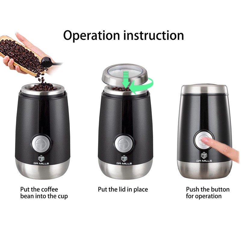 DR MILLS DM-7445 Coffee Grinder Electric,Spice and Herb Grinder, Blade