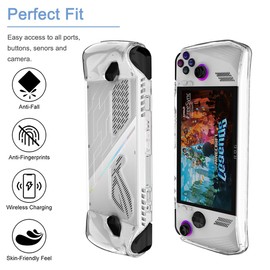 carinacoco Protective Case for ASUS ROG Ally Game Console, Ultra Transparent Lightweight Soft TPU Shock-Absorption Rugged Bumper Non-Slip Game Console Cover with 4 Thumb Grips, Clear