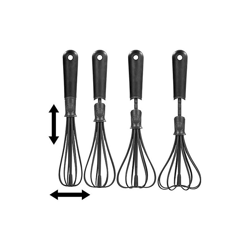 Rosenstein & Söhne Plastic Whisk: Flexible Whisk, Adjustable Width for