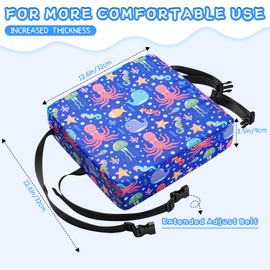 Toddler Booster Seat for Dining Chair, PU Washable Baby Booster Seat Non-Slip Bottom for Dining Table, Portable Travel Booster Cushion (Blue)