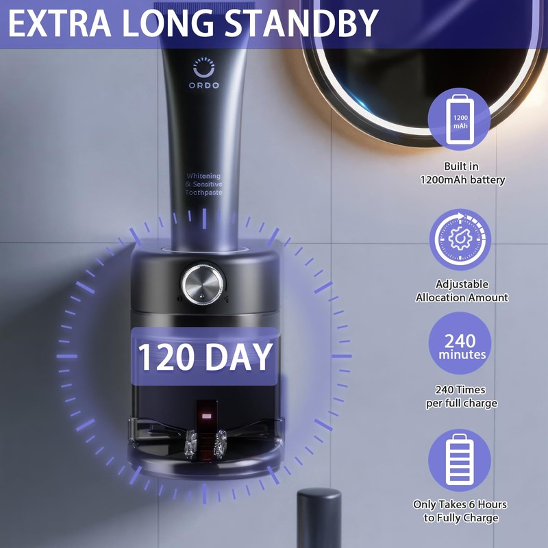 Toothpaste Squeezer, Bathroom Wall Mounted Electric Toothpaste Dispenser with Adjustable