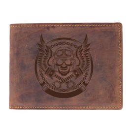 Greenburry Vintage Leather Biker Wallet in Landscape Format – 12 x 10 x 3 cm, brown, Vintage
