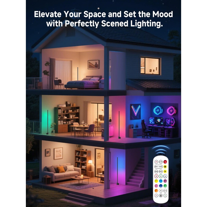 Tyute Standing Floor Lamp, RGB LED Lamp with Music Sync,