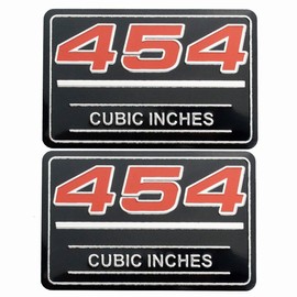 2X 454 Cubic Inch Emblem 3D Badge Valve Cover Metal Insert Decal Tonawanda 12393652 Black Red