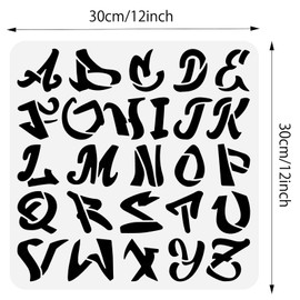 BENECREAT Graffiti Letters Stencil 30x30cm, Street Graffiti Uppercase Alphabet Reusable Painting Stencils for Scrapbooking Drawing DIY Furniture Wall Floor Fabric Decors