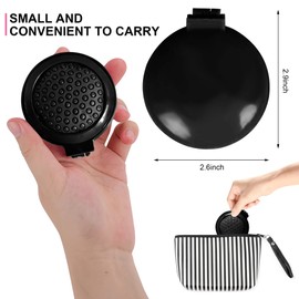 1st Choice Folding Hair Brush with Mirror,Round Mini Compact Massage Comb for Purse/Pocket,Travel Size for Girls and Women (Black)