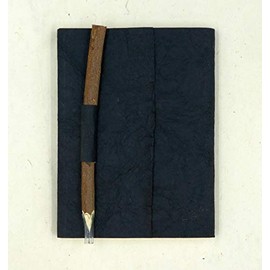 paperfreak Vegan Leather Notebook A5 18 x 14 cm Leather Paper Book with Branch Pencil, Travel Journal, Sketchbook, Brahmin Leather (Raven Black)