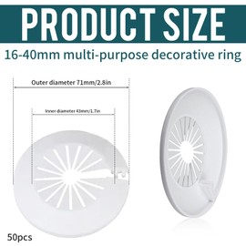 Pack of 50 Heating Pipe Rosette Pipe Covers, Folding Rosette White Rosettes Pipe Collars Heating Pipe Cover for Radiator Pipes Heating Pipes (16-40 mm Universal)