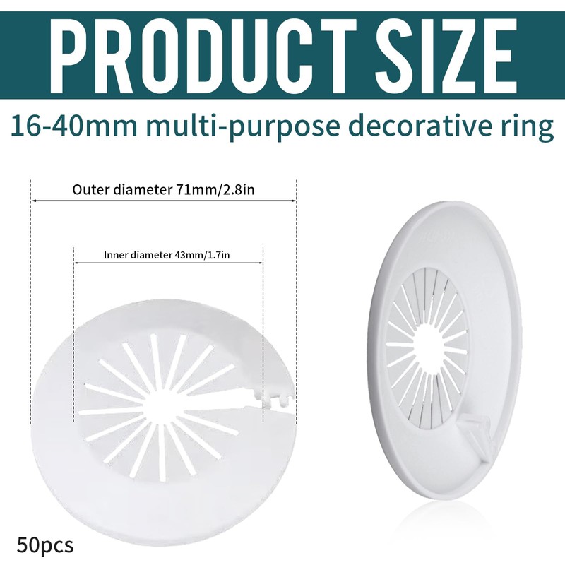 Pack of 50 Heating Pipe Rosette Pipe Covers, Folding Rosette