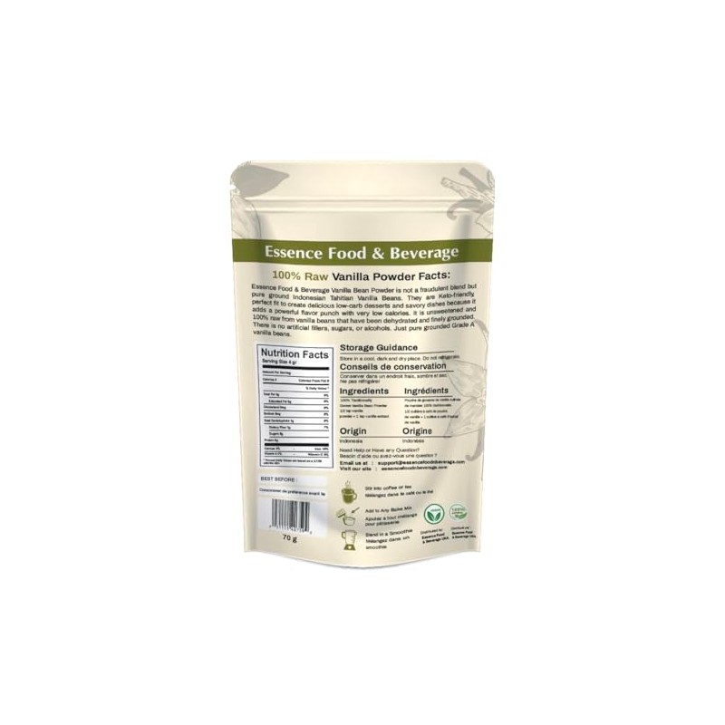 Raw Vanilla Bean Powder - (2.5Oz) No Sugar, Perfect For