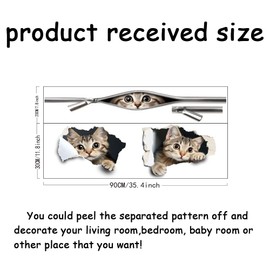 SUPERDANT 3D Cat Unzip The Zip Wall Decals Cat Breaking The Wall Wall Stickers Room Decor Cat Sticker Wallpaper for Kids Playroom 3D Broken Wall Art Mural for Bathroom Toilet Kids Room Wall Decor