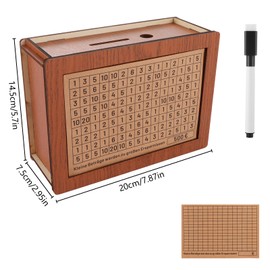 ASelected Wooden Money Box with Marker Stickers Money Box with Counter Money Box Adult Reusable Money Box €500-€10,000 Target for Helps the Habit of Saving