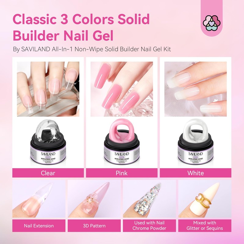 Saviland Builder Gel Length Solid Builder Nail Gel Kit Beginner: