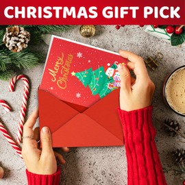 HAPPYPOP Christmas Socks Santa Socks for Women Men - Holiday Socks for Teens, Xmas Stocking with Greeting Card