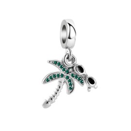 MiiFort Women Hawaii Plam Tree Charm for Bracelets Pendant Necklaces Sunglasses Dangle Birthday May Birthstones Green Cubic Zirconia