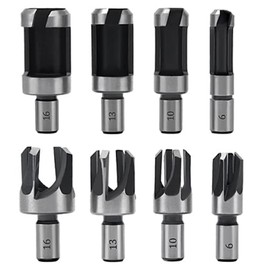 Wjelet 8-Piece Tenon Drill Set, 6 mm/10 mm/13 mm/16 mm Wood Plug Cutter Drill, Straight and Conical Claw Drill Set, Carbon Steel Dowel Tenon Drill Plug Cutter for Drills