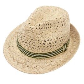 Kids Straw Fedora Sun Hat Short Brim Panama Jazz Hat Roll Up Trilby Bowler Cap for Small Boys Girls Beige