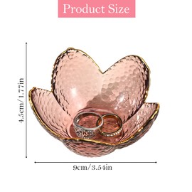 Lusofie Flower Ring Dish Jewelry Dish Tray Glass Jewelry Tray Cute Vanity Organiser Room Decor Small Trinket Ring Holder for Bathroom Engagement Gifts Flower Nightstand Decor for Mom