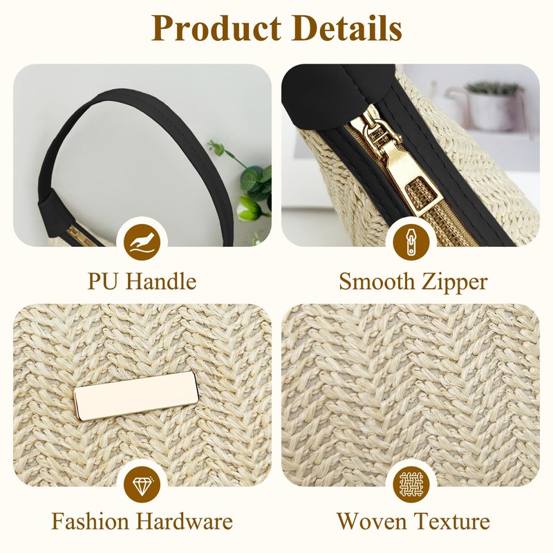 Mabecol Women's Straw Shoulder Bag - Summer Hobo Bag Handbag