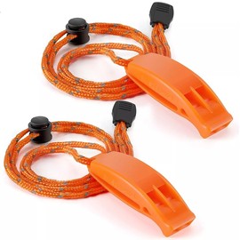 LimCryspp 2 Emergency Whistles Safety Lifeguard Whistles Survival Sharp Loud Explosions with Children Rope Kayak Life Jacket Boating Fishing Boat Camping Hike Hunting Rescue Dog Signals