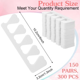 300 Pcs Toe Separators for Nail Polish Bulk Toe Separator Pedicure Correct Foot for Men Women Nail Polish Comfy Soft Pedicure Supplies(White)