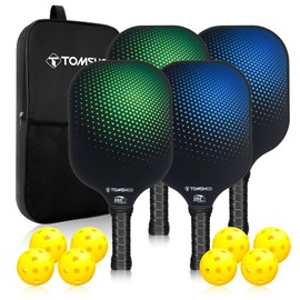 TOMSHOO Pickleball Paddles Set of 4, USAPA Approved Lightweight Fiberglass Pickleball Set with 8 Pickleballs, 1 Pickleball Sling Bag, Pickleball Gifts for Women Men Beginners Professional
