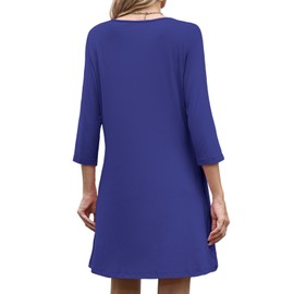 Dresses for Women 2025 Anthropologie Dressy Casual 3/4 Sleeve Tunics Graduation Plus Size Mother of Bride Boho Mini Dress Elegant Classy Italian Fall Fashion School Outfits for Teacehrs Blue Large