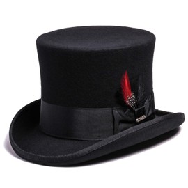 Bellmora Men's Coachman and Classic Top Hat for Costume and Masquerade (Medium, Classic Wool Black 6" Height)