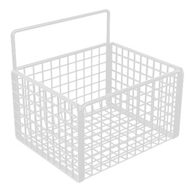 Wire Storage Baskets, Metal Wire Hanging Storage Basket Hanging Kitchen Baskets Wall Mounted Wires Container Small Basket Wall Holder Bathroom Organizer for Kitchen(White)