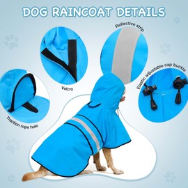 Dolitego Dog Raincoat - Reflective Dog Rain Coat, Waterproof Dog Jacket, Adjustable Dog Rain Jacket with Hoodie, Lightweight Dog Poncho Slicker for Small Medium Large Dogs (Medium, Blue)