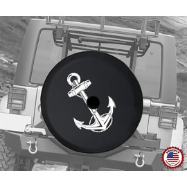 JL Spare Tire Cover Ship Nautical Anchor Boating with Backup Camera Hole 33 Inch