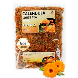 Calendula Tea Marigold Dried Flowers – 6 oz Calendula Flower - Marigold Tea – Calendula Tea Bulk - Calendula Flowers Tea - Caffeine Free - Whole Flowers - Marigold Flower Tea - Marigold Herbs