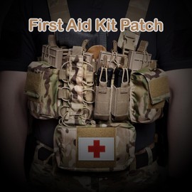 Demearly 2 PCS First Aid Kit Patch, Medic Red Cross Patch Tactical Medical Patches for Packs Military Bags Backpacks Clothings Jackets Hats Pet Harness (Embroidered, 3x2 in) | White