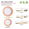 125-Piece White, Pink, and Gold Fancy Plastic Plates Disposable with