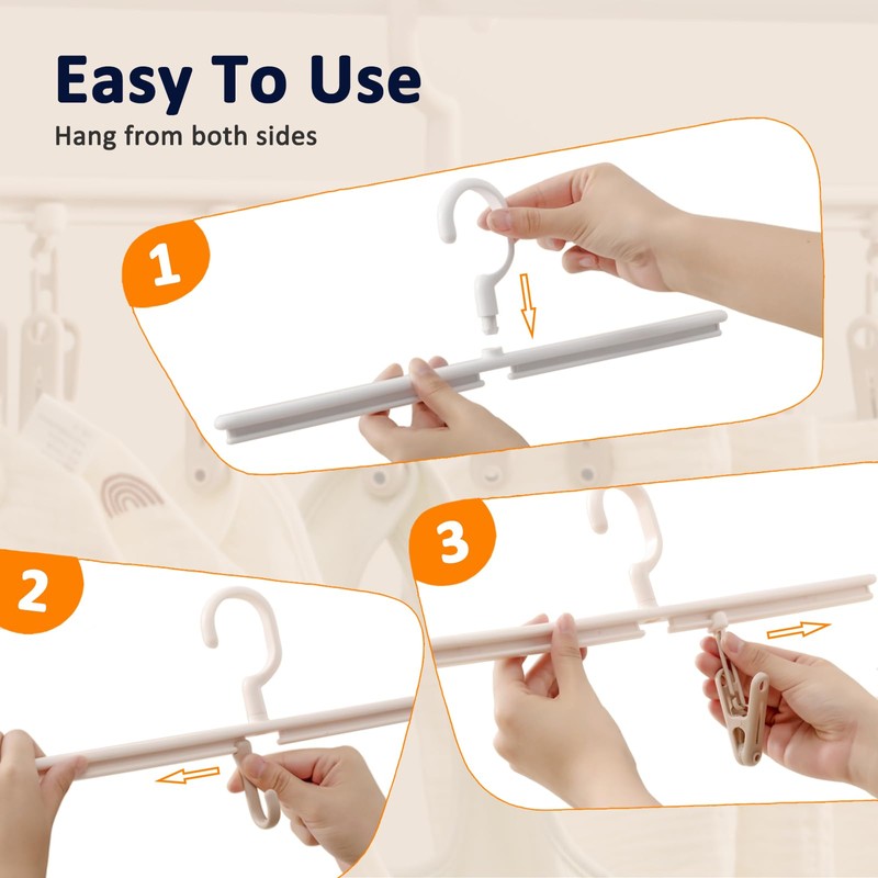 Clothes Hanger with 5 Clips and 5 Hooks Laundry Drying