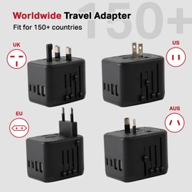 ADAGIO All in One Universal Travel Adapter, International Travel Plug Adapter with 2 USB-C Ports 2 USB-A Ports 100V-250V, 8A Fast Charging, Worldwide Outlet Converter for 200+ Countries USA to Europe