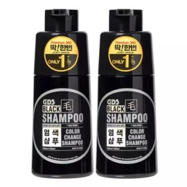 GDS 블랙모 딱한번 염색샴푸 프리미엄 300 2통x300ml 흑색 흑갈색 [흑색 2통] GDS Black Hair Dye Shampoo Premium 300 2 Bottles x 300ml Black Brown [Black 2 Bottles]