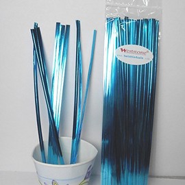 Weststone 100pcs 6" Metallic Twist Ties - Light Blue or Baby Blue