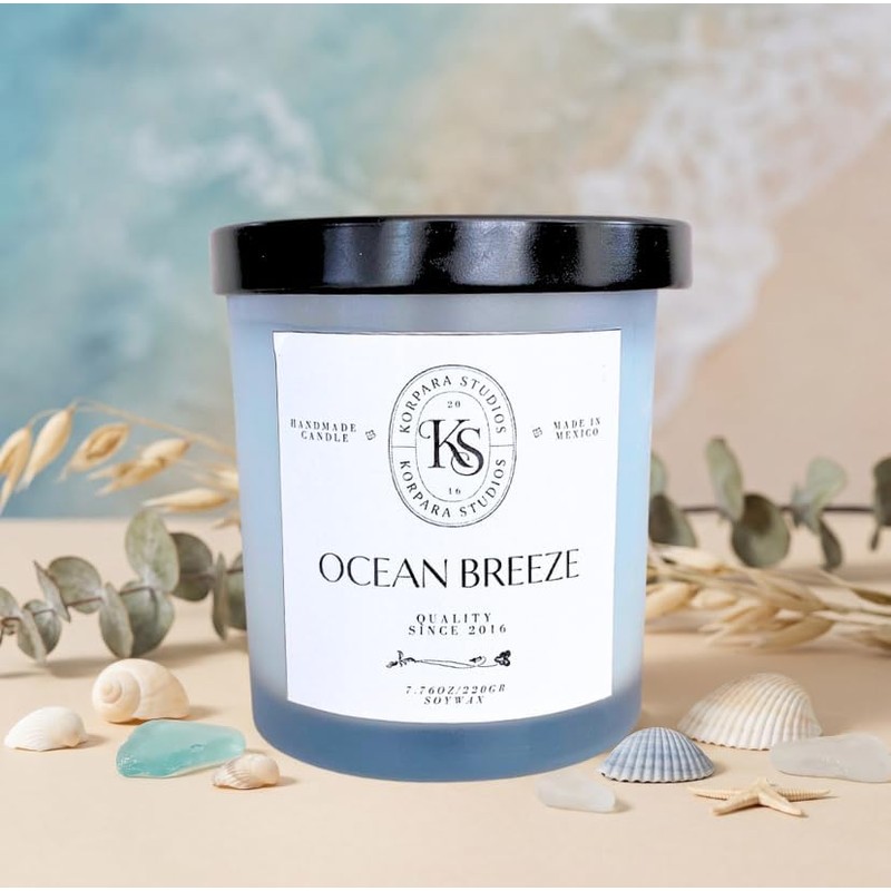 Vela aroma Ocean Breeze. Vela relajante de cera de soya.