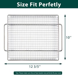 304 Stainless Steel Air Fryer Crisper Tray Replacement Parts for PowerXL Air Fryer Basket Power XL B-AFO-002G-1 B-AFO-002G B-AFO-002 Toaster Oven Airfryer Tray Fry Rack Grill Accessories 1 Pcs