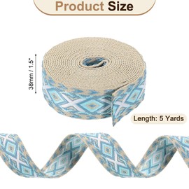 uxcell 5 Yards Cotton Webbing Strap, 1.5-inch(38mm) Jacquard Webbing Ribbon Embroidery Polyester Webbing Straps Purse Strap Belt for Purse Bag Crafts Clothing, Sky Blue-White