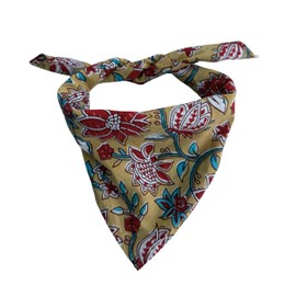 Third Eye Export 100% Cotton Hand Block Printed Black Bandana Head Scarf & Head Wraps Bandanas For Women/Men 20"X20" Inches Pack Of 2 Pcs (Mustard)